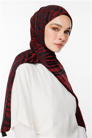 Siyah-Bordo Riad Desen Çift Taraflı Şal