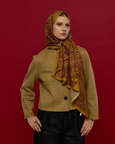 S-SULTANİ-32 Saf Altın & Tarçın Rüzgarı Sultani Desen Şal