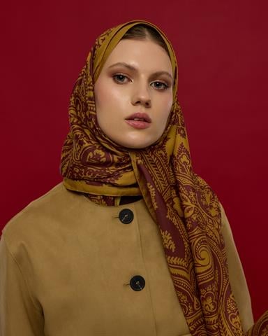 S-SULTANİ-32 Saf Altın & Tarçın Rüzgarı Sultani Desen Şal