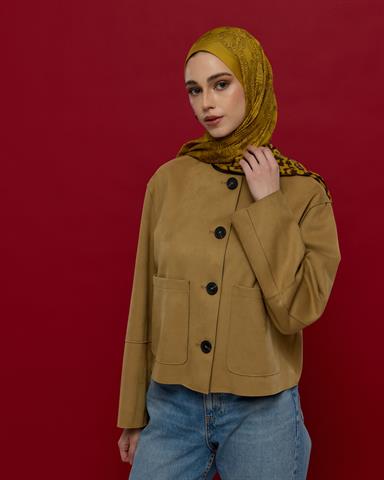 S-SARAYLI-44 Saf Sarı & Buhur Kahvesi Saraylı Desen Şal