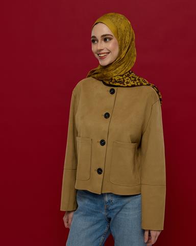 S-SARAYLI-44 Saf Sarı & Buhur Kahvesi Saraylı Desen Şal