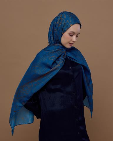 S-EFSUNLU-21 Safir & Hardal Zerafeti Efsunlu Desen Şal