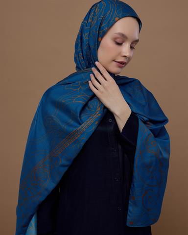 S-EFSUNLU-21 Safir & Hardal Zerafeti Efsunlu Desen Şal