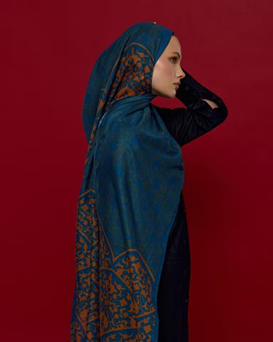 S-SARAYLI-21 Safir & Hardal Zerafeti Saraylı Desen Şal