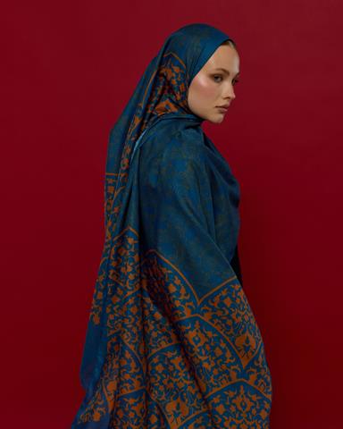 S-SARAYLI-21 Safir & Hardal Zerafeti Saraylı Desen Şal