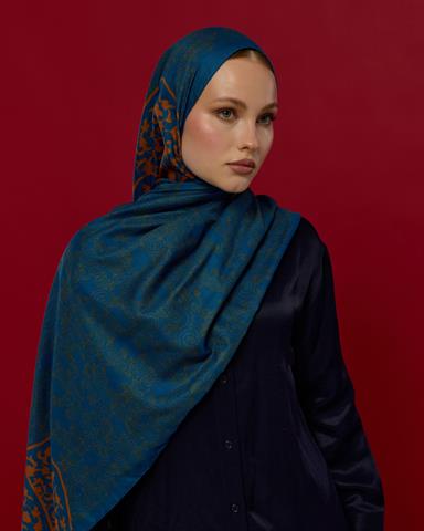 S-SARAYLI-21 Safir & Hardal Zerafeti Saraylı Desen Şal