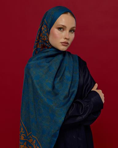 S-SARAYLI-21 Safir & Hardal Zerafeti Saraylı Desen Şal