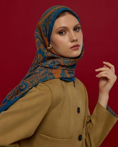 S-SULTANİ-21 Safir & Hardal Zerafeti Sultani Desen Şal