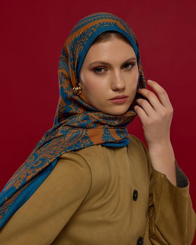 S-SULTANİ-21 Safir & Hardal Zerafeti Sultani Desen Şal