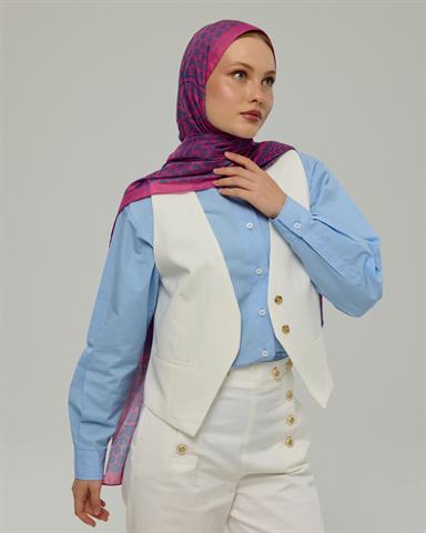 SV-BAL-06 Şakayık Pembesi & Çini Mavisi Bala Hatun Desen  Şal