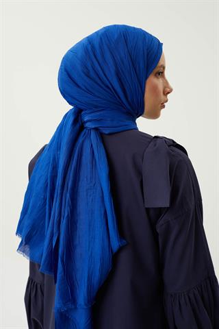 Saks Mavi Piliseli Bambu Şal