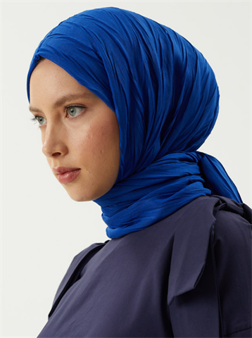 Saks Mavi Piliseli Bambu Şal