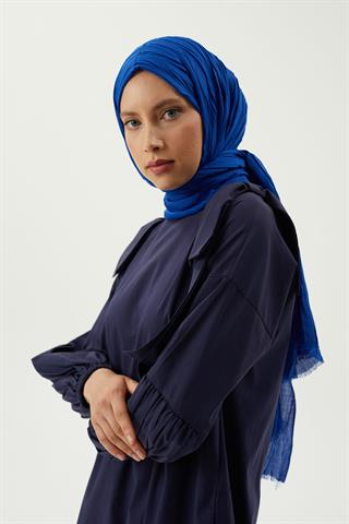 Saks Mavi Piliseli Bambu Şal