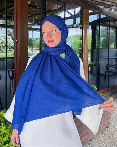 Saks Mavi Su Yolu Lyocell Bambu Jakar Şal