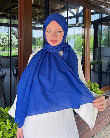 Saks Mavi Su Yolu Lyocell Bambu Jakar Şal