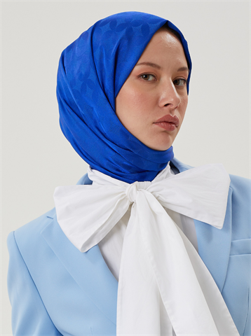 Saks Mavisi Rise Desen Jakar Şal
