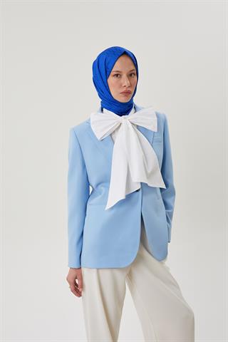 Saks Mavisi Shine Desen Jakar Şal