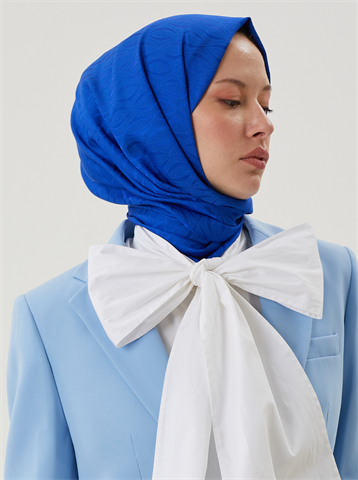 Saks Mavisi Shine Desen Jakar Şal