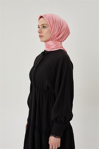 Şeker Pembe F Desen Parlak Jakar Eşarp