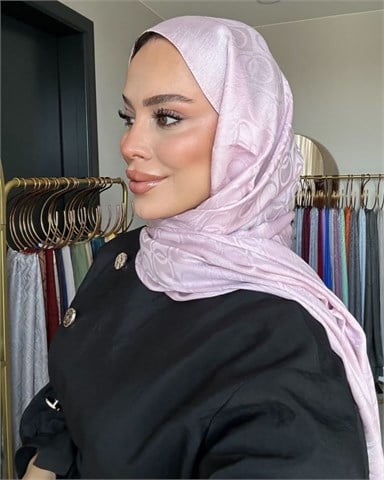 Şeker Pembe Imannoor Küçük Dama Desen Pamuk Jakar Şal