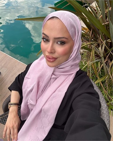 Şeker Pembe Imannoor Monogram Zincir Desen Pamuk Jakar Şal