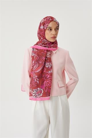 Şeker Pembe & Kiremit Retro Desen Şal