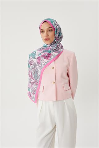 Şeker Pembe & Taş Retro Desen Şal