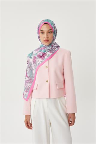 Şeker Pembe & Taş Retro Desen Şal