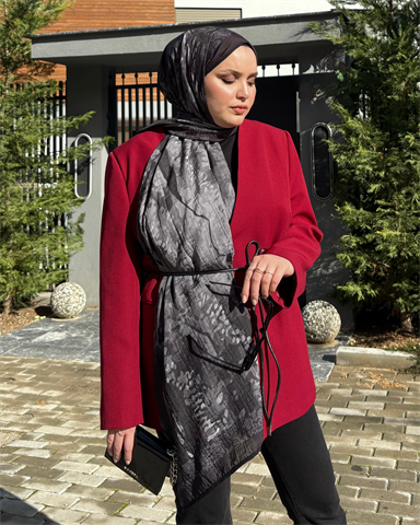 Siyah Cevher Desenli Müslin Şal