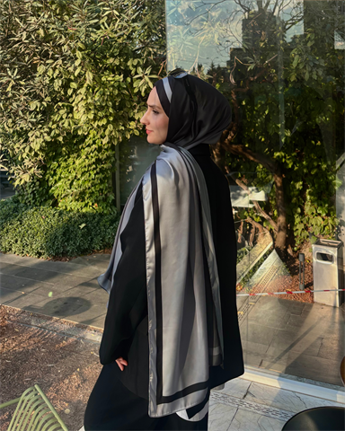 Siyah Degrade Desen Şal 