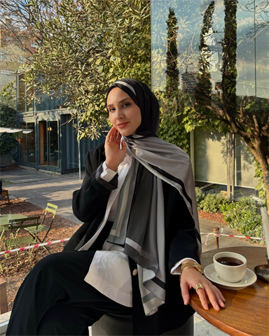 Siyah Degrade Desen Şal 