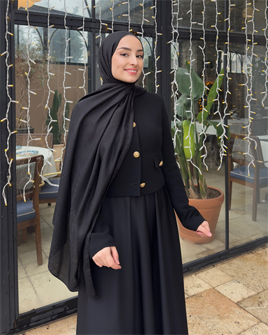 Siyah Döngü Desen Jakar Şal