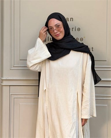 Siyah Imannoor Armoni Desen Pamuk Jakar Şal