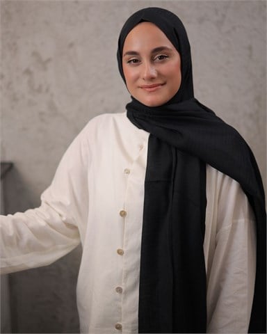 Siyah Imannoor Ritim Desen Pamuk Jakar Şal