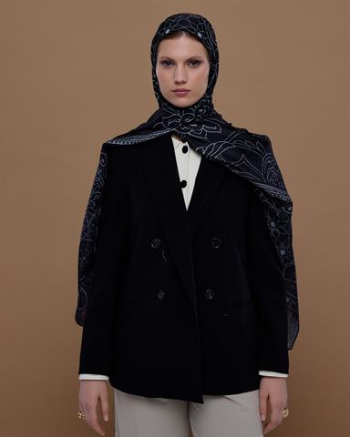 S-EFSUNLU-65 Siyah & İnci Efsunlu Desen Şal