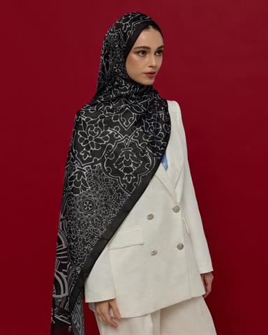 S-HAREM-65 Siyah & İnci Harem Rüyası Desen Şal