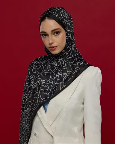S-HAREM-65 Siyah & İnci Harem Rüyası Desen Şal