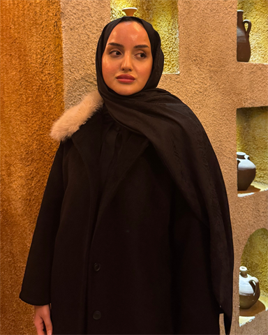 Siyah Lavin Desen Jakar Şal