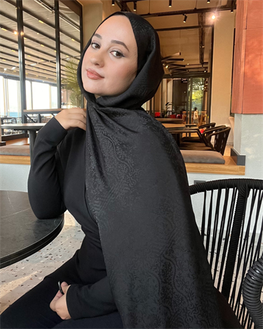 Siyah Lavin Desen Jakar Şal