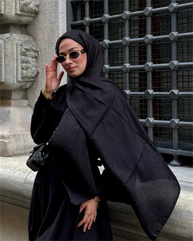 Siyah Revan Desen Jakar Şal