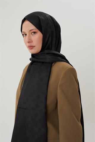 Siyah Rise Desen Jakar Şal