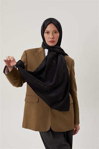 Siyah Rise Desen Jakar Şal