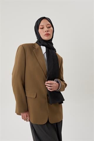 Siyah Rise Desen Jakar Şal