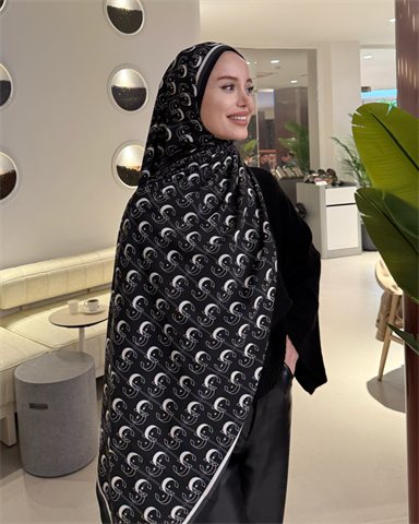 Siyah Royal Vual İpek Şal