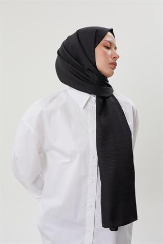 Siyah Shine Desen Jakar Şal