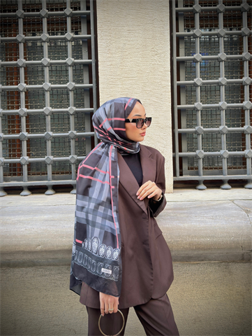 Siyah Tartan Desen Şal 