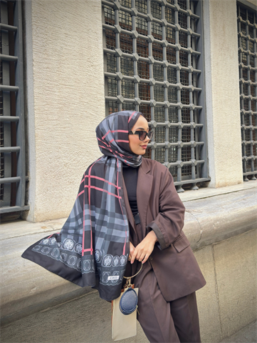 Siyah Tartan Desen Şal 