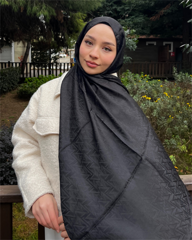 Siyah Triya Desen Jakar Şal