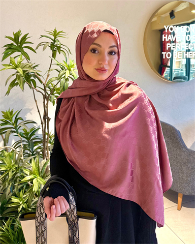 Soft Pembe Damier Desen Jakar Şal