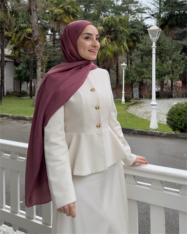 Soft Pembe Döngü Desen Jakar Şal
